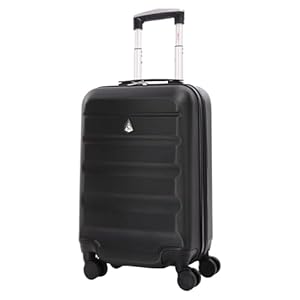 Aerolite Lightweight 55cm Hard Shell Cabin Suitcase 4 Wheel Carry On Hand Luggage Bag – Approved for easyJet, British Airways, Ryanair – Black