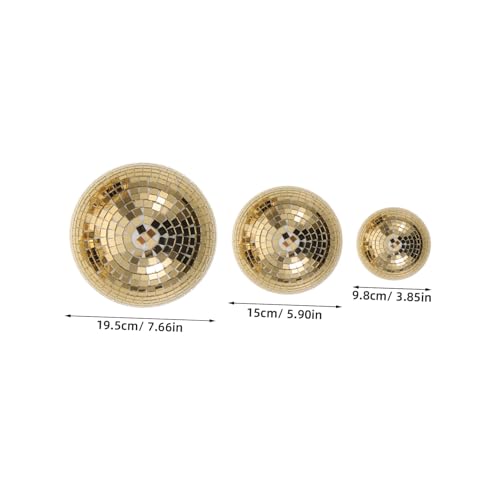 DOITOOL - 3 piezas de adorno colgante esférico semiesférico de vidrio dorado con espejo, para decoración mural, fácil instalación, ideal para salas de estar y bodas, diseño moderno y de moda miniatura 2