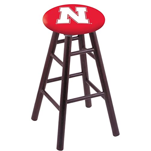 Holland Bar Stool Co. Oak Extra Tall Bar Stool in Dark Cherry Finish with Nebraska Seat by The
