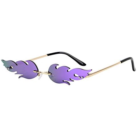 Nopnog Rimless Sunglasses, Flame Shape Sunglasses UV400 Glasses Cover