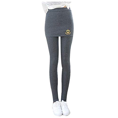 PAIDAXING Culotte - Pantalones de maternidad para mujer, color sólido, longitud completa, elásticos, cintura alta, gruesos, pantalones de patinaje artístico, sin pies, gris oscuro, S