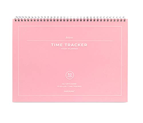 PAPERIAN Believe TIME Tracker   Planificador de estudio sin fecha de tamaño A4, lista de tareas, color rosa