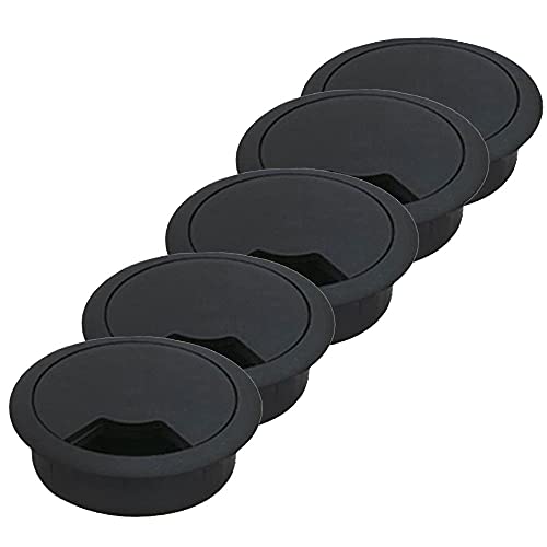 Masa Üstü Kablo Kanalı Deliği Kapağı, Siyah, 6 cm (5 Adet)