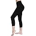 Produktbild PoerVio Damen Leggings Sport Fitness Yogahose 3/4 Training Tights mit Taschen Handytasche Lange High Waist Yogahose Trainingshose mit Atmungsaktiven Löchern Laufhose Slim Fit Frauen Sporthose Schwarz