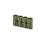 Storacell by Powerpax SlimLine CR123 Battery Caddy, Military Green, Holds 4 Batteries