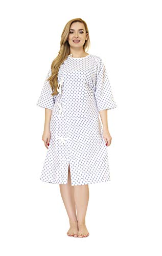LUXCARE Comfortable Hospital Gowns for Men and Women [6 Pack] Unisex Patient Medical Gowns Fits All Sizes up to 2XL, Easy-on Hospital Gown for Elderly, Hospice, Home Care, Labor and Delivery