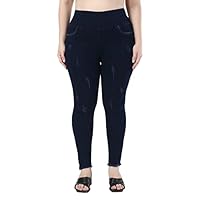 ZXN Clothing Women Plus Size Tummy Tucker High Waist Stretchable Denim Scratch Jegging Jeans