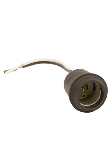 Leviton 124-D Incandescent Lampholder, Medium Base, Single Circuit, 660W-250V, Black Rubber, With Shoulder For Clamp Type Shade