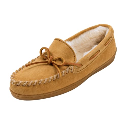 Image of Minnetonka Women's Pile Lined Hardsole Moccasin Slippers