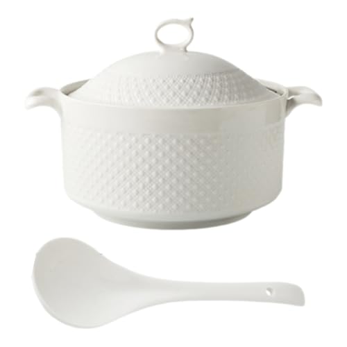 Olla Sopera De CeráMica con Asa,Cacerola De Esmalte Antiadherente,Tureen De Sopa De CeráMica Cubrir,No Es FáCil De Deformar,Apto para Hornos Microondas,Lavavajillas