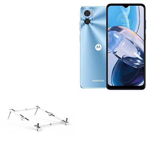BoxWave Stand and Mount Compatible with Motorola Moto E22 - Pocket Aluminum Stand 3-in-1, Portable, Multi Angle Viewing Stand for Motorola Moto E22 - Metallic Silver