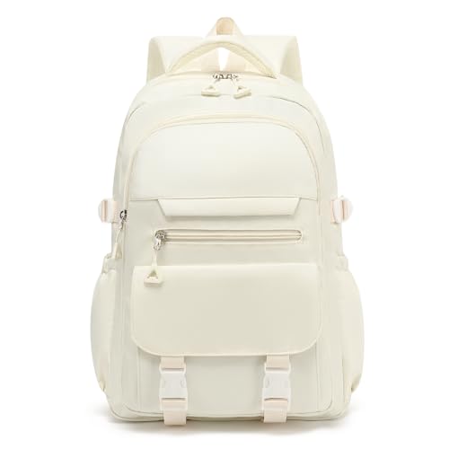 Image of Kids High Middle School Backpack for Girls 5-12 Kawaii Travel Aesthetic Bookbag,Beige