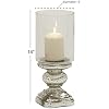 Deco 79 Lampada A Uragano In Vetro Tornito A Mano, Colonna Portacandele Con Finitura Affumicata, Nero Trasparente (17,8 X 17,8 X 35,5 Cm)