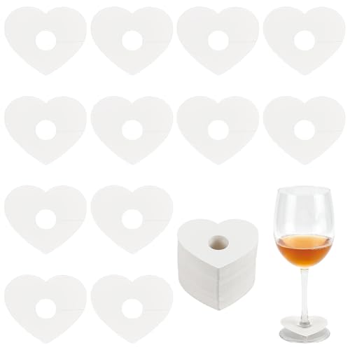 FINGERINSPIRE 150Pcs Marqueur de Verre à Vin en Forme de Cœur en Papier Beige pour Cocktail...