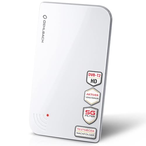 Oehlbach Scope Vision 5G DVB-T2 HD antena - digitalna sobna antena - aktivno DVB-T pojačalo - nasljednik našeg pobjednika testa - s 5G filtrom - bijelo