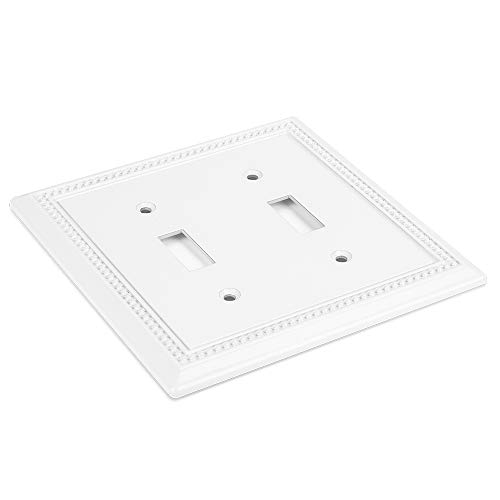 Image of Henne Bery Sunken Pearls Heavy Duty Decorative Wall Plate Switch Plate Outlet Cover (Double Toggle, White)