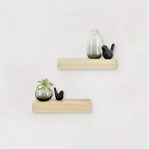 Image of MCS Natural Woodgrain Floating Shelves, 12 Inch x 4 Inch, Set of 2, 12 x 4