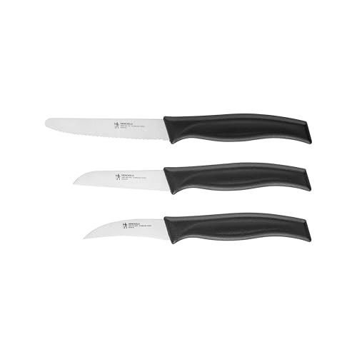 HENCKELS by ZWILLING Elements Set de couteaux 3 pièces, couteau universel, couteau à légumes et couteau à éplucher, noir