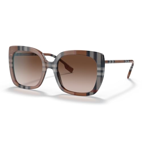 BURBERRY Caroll BE4323 400513 54MM Check Brown/Gradient Brown Square Sunglasses for Women +Bundle with Accessory Eyewear Kit