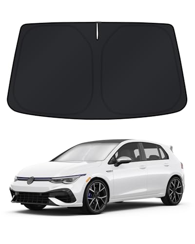Image of KUST Windshield Sun Shade for 2022-2025 2026 Volkswagen VW Golf GTI Golf R Accessories Window Sunshade Sun Visor Protector Foldable Blocks UV Rays Keep Your Car Cooler