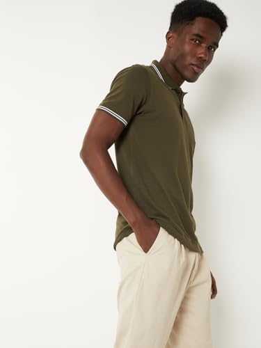 Image of Max Men's Polycotton Half Sleeves Regular Fit Solid Polo T-Shirt