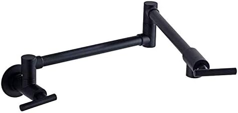 Votamuta Pot Filler Faucet Folding Stretchable Double Joint Swing Arm Oil Rubbed Bronze Wall Mount Kitchen Faucet Single Hole Two Handle Kitchen Sink Faucet