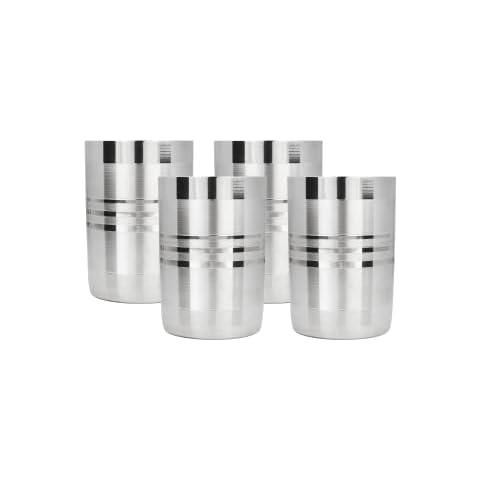 GALOOF Stainless Steel Glass Set of 4 | Unbreakable Heavy Gauge Steel Tumbler Glass Set for Drinking and Serving Water and Juice (Royal (300 ML), Set of 4) Cover