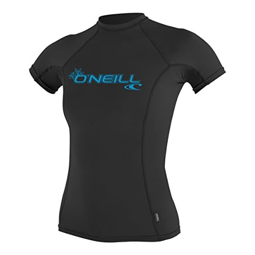 O'Neill Wetsuits Women's O'Neill Basic Skins UPF 50+ Short Sleeve Rash Guard, Black, Small