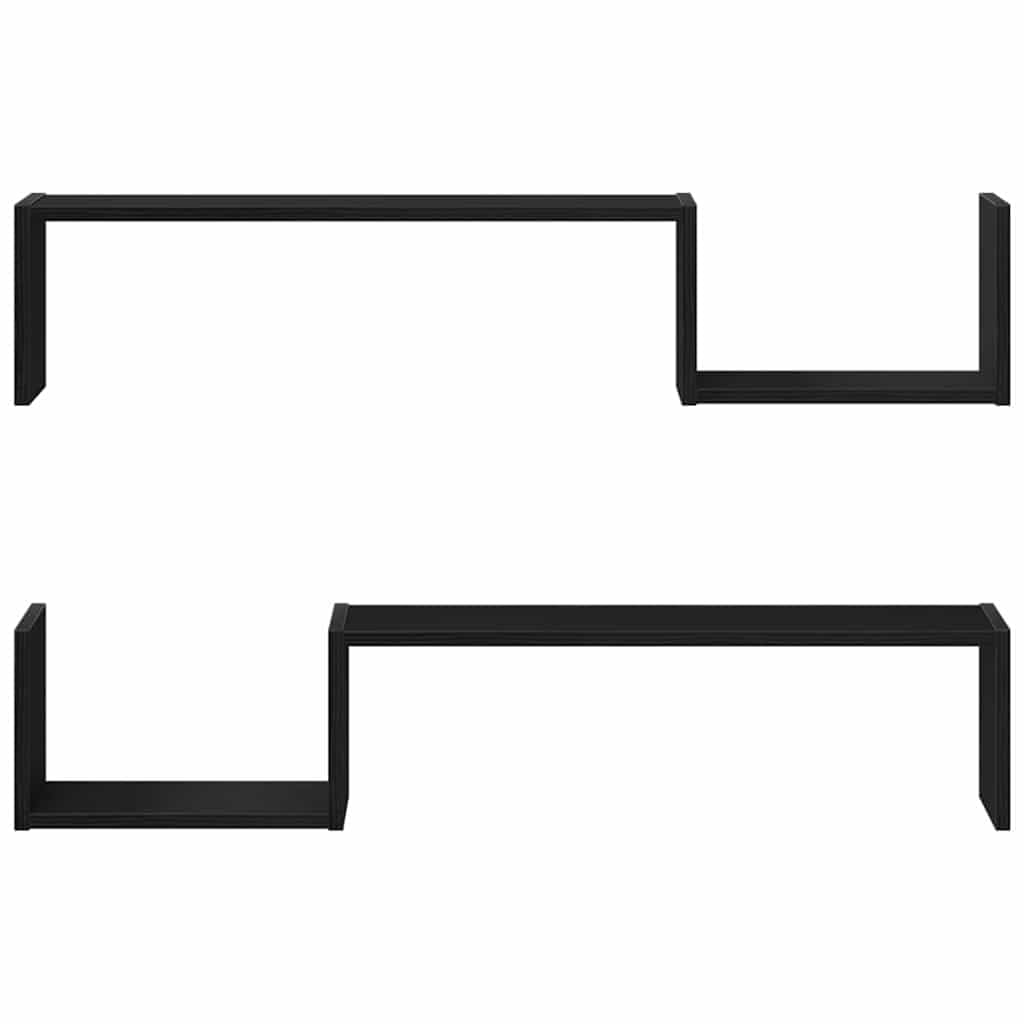 Wandregal Wandhalterung 2er Set Schwarz Eichen-Optik, 100 x 15 x 20 cm Holzwerkstoff, schweberegal für Bücherregal Küche Bad Flur Büro, platzsparende Ablage
