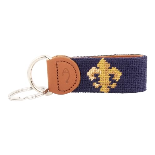 Image of Leather Hand-Stitched Needlepoint Key Fob or Key Chain