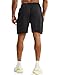 Ouber Men's 7'' Gym Workout Sweat Shorts Bodybuilding Running Training Jogging Shorts Black,S