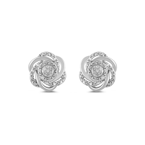Amazon Essentials Sterling Silver 0.1 cttw Diamond 7 Stones Cluster Flower Stud Earrings (previously Amazon Collection)