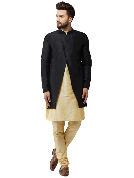 Image of SOJANYA Men's Silk Blend Solid Kurta & Pyjama Set