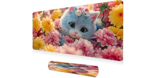 Tapis de souris XXL fleurs pour chats le cadeau idéal pour collègue
