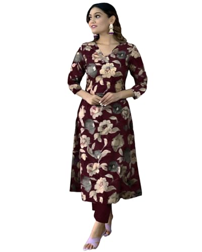 Image of GoSriKi Women's Cotton Blend Printed Kurta with Pant