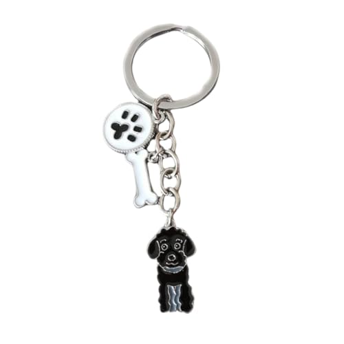 BECHANMIG Keychains Lovely Dog Key-ring Portable Metal Keychain Keyring Key Decor Car Keyring Tag (Black Poodle)