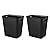 UUJOLY Plastic Trash Can Wastebasket, Garbage Container Basket for Bathrooms, Kitchens, Offices, Kids Rooms, Black, 3.5 Gallon, 2 Pack