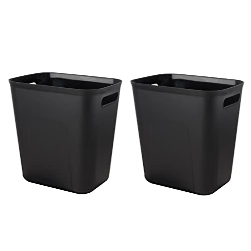 Image of Plastic Small Bathroom Trash Can Wastebasket, 3.5 Gallon, Black, 2 Pack | Compact Sturdy Garbage Can for Bathroom, Laundry Room, Kitchen, Office, Kids Room, Dorm, Durable, Easy to Clean