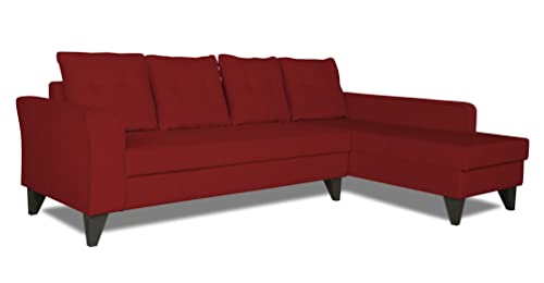 Image of Adorn India Maddox Tufted L Shape 6 Seater Sofa Set RHS (Maroon) (3 Year Warranty)