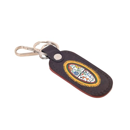 Image of AAKRITI ART CREATIONS Handcrafted Key Ring for Men & Women - Wooden, Leather & Artistic Keychain with Clip or Bottle Opener, Stylish Key Holder Accessory