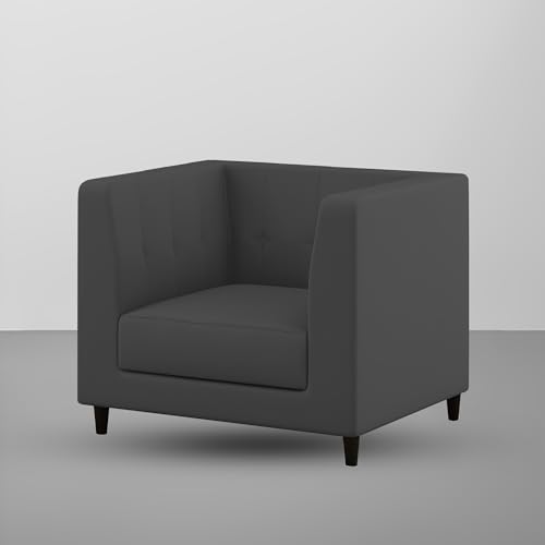Image of BRAXTON - Floki 1 Seater Sofa Set for Living Room (Black Fabric) Premium Fabric Sofa