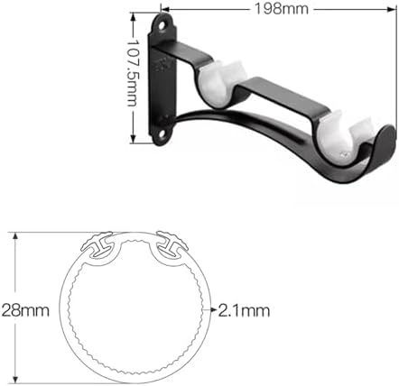 28mm Wall Mounted Double Curtain Rod, Aluminum Alloy with Cone Finials, Silent Rings, Heavy Duty, Strong Load Capacity for Layered Curtains in Living Room & Bedroom (240CM)