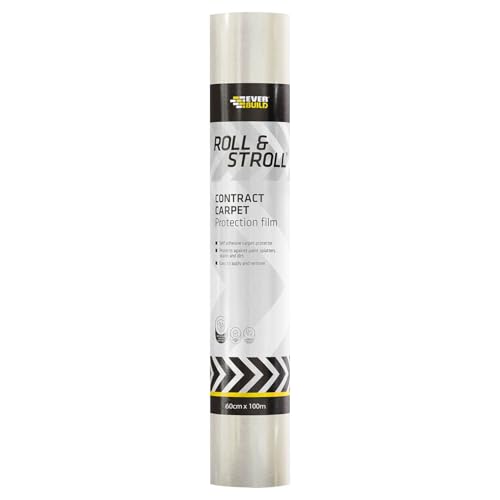 Everbuild Roll and Stroll Contract Carpet Protector Self-Adhesive Easy To Roll Totally Waterproof Clear 600mm x 100m