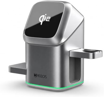 Carregador Wireless 3 em 1 HREBOS® Qi2 Magnético, Carregamento Se...