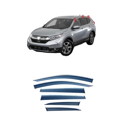 HONDA CRV CR-V RT-RW 2017-2022 アクセサリー ウィンドウバイザー レインシャイン サイドウィンドウデフレクター バイザーシェード ベントバイザーストリップ(PC stainless-6PCS)