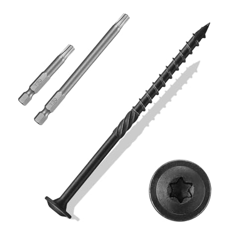 ANCHOREASE Lag Screws #14×5", 100PCS Heavy Duty Construction Screws, Rust Resistant, Washer Head, Black Coated External Wood Screws, Trusss Lag Screws, 2PCS T30 Star Bit Included
