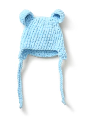 Image of Handmade Knitted Self Design Woolen Beanie Cap for Kids - White & Red 6-12 M | Winter Cap for Baby | FUNCAP56-6-12 M