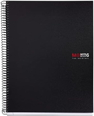 Miquelrius 8.25 x 11.75 A4 Wirebound Notebook, 6-Subject, Graph Paper, Black