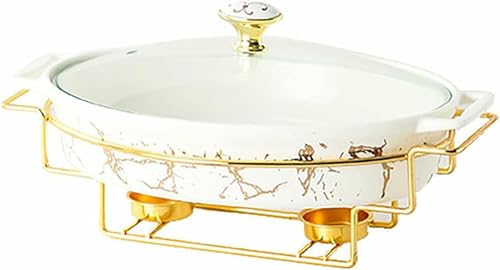 GUHPZA Juego De Estufas con Hornillo, Estufa De Cerámica con Acabado Imitación Mármol, Estufa Y Buffet para Buffets, Bodas, Fiestas, Banquetes, Descanso ~/,White-HAS