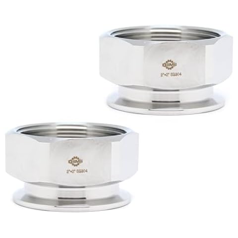 QiiMii 2" Tri clamp Adapter to 2" FNPT Thread Ferrule Hexagonal Sanitary Pipe Fitting (2 Pack) Cover